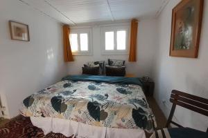 Casa d'Olivier في آرل: غرفة نوم مع سرير في غرفة مع نوافذ