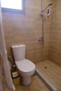 a bathroom with a toilet and a shower at Sayadeen Village - Red Sea Riviera in Nuweiba