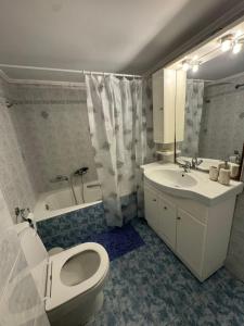 a bathroom with a toilet and a sink and a tub at Cozy home in Nea Smirni in Athens