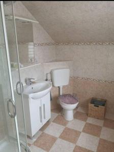 łazienka z umywalką i toaletą w obiekcie Wohnung mit Blick aufs Blockland w mieście Osterholz-Scharmbeck