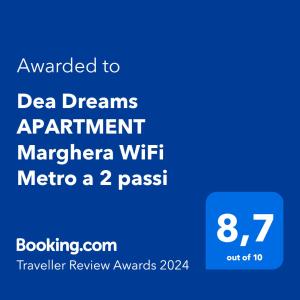 una captura de pantalla de un teléfono celular con el texto actualizado hoy sueños apartamento margher en Dea Dreams APARTMENT Marghera WiFi Metro a 2 passi en Milán
