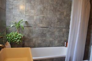 y baño con bañera y planta. en Nómade Habitación en Rufino