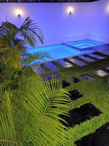 a swimming pool in a room with a plant at Killamoon House Paracas in Paracas