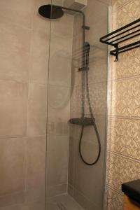 uma casa de banho com uma cabeça de chuveiro em Au Pied du Vieux-Port Wifi Netflix em Marselha