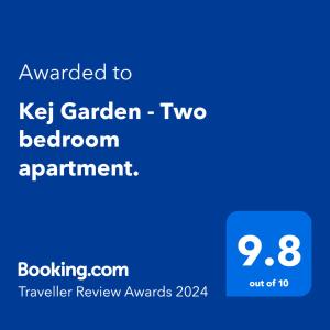 Certificat, premi, rètol o un altre document de Kej Garden - Two bedroom apartment.