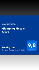 a screenshot of a cell phone with a blue screen at Glamping Finca el Olivo in Mijas