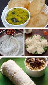 a collage of four pictures of different food items at Spacious 2BHK Near Airport in Cochin