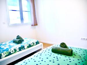 1 dormitorio con 2 camas individuales y ventana en Horizon, en Le Plessis-Robinson