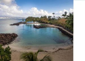 una grande piscina d'acqua su una spiaggia di F2 proche plage Anse Mitan a Les Trois-Îlets