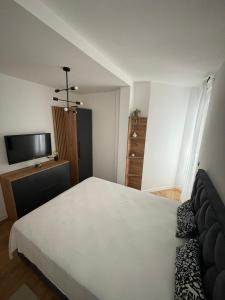 a bedroom with a bed and a flat screen tv at GO Jahorina by Olympic Gardens in Jahorina