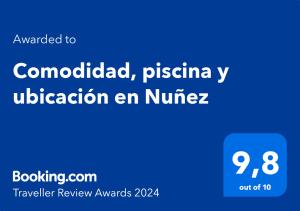 Certifikát, hodnocení, plakát nebo jiný dokument vystavený v ubytování Comodidad, óptima ubicación y tranquilidad en Nuñez