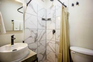 y baño con lavabo y ducha. en LOFT ALATORRE, en Guadalajara