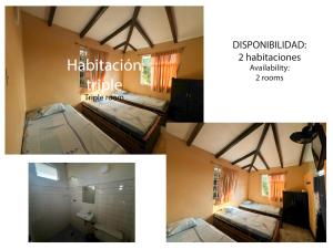 un collage de tres fotos de una habitación con camas en Hotel el Prado, en Cali