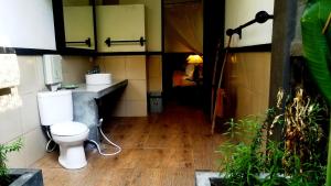 佩母得蘭的住宿－Doubleyou Homestay Pemuteran，一间带卫生间和水槽的浴室