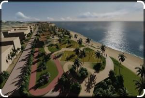 a rendering of a resort with palm trees and the ocean at Maresia 7B in Salvador