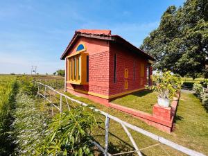 een klein huis in het midden van een veld bij Girija Homestay in Shamsgarh