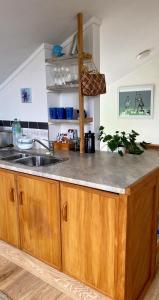 a kitchen with a sink and a counter at Fantail Hill in Thames