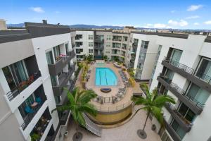 an overhead view of an apartment complex with a swimming pool at Casa Marina - Modern, Stylish, Secure & Spacious Condo with 2 Master Suites in MDR & Close to Venice Beach in Los Angeles
