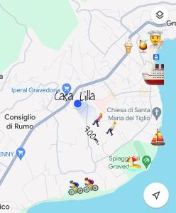 グラヴェドーナにあるCasa Lillaのクルーズ船付きラ・ルチアーナ地図