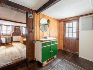 Cette chambre comprend une armoire verte et un miroir. dans l'établissement Quaint farmhouse in Bramberg am Wildkogel, à Neukirchen am Großvenediger