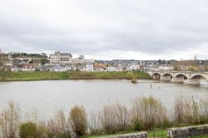 a bridge over a river with a city in the background at 4point1 - T3 pour 4pers. in Amboise