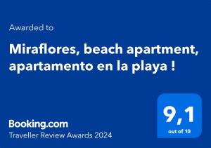 ein Screenshot eines Mobiltelefons mit den Wordsinators Strandbesuch und ein la in der Unterkunft Miraflores, beach apartment, apartamento en la playa ! in Mijas Costa