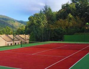 a tennis court with a tennis racket on it at Casa vacanze alle Cinque Terre in Soviore