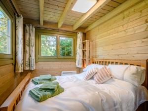 a bedroom with a bed in a log cabin at 1 Bed in Moffat 85282 in Moffat