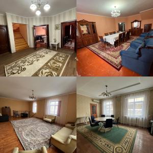 4 verschiedene Ausblicke auf ein Wohnzimmer und ein Esszimmer in der Unterkunft Мини-гостиница АЙ in Schymkent