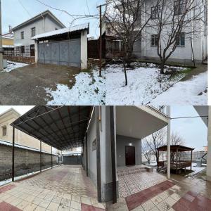 a collage of photos of a building with snow at Мини-гостиница АЙ in Shymkent