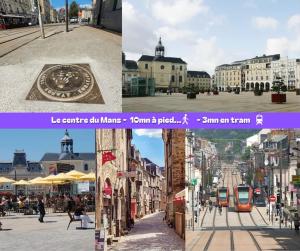un collage di foto di una città con una strada di Flexy - T2 - L' Agate Grise - Le Mans a Le Mans
