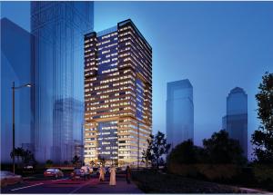 a rendering of a tall building in a city at Somerset West Bay Doha in Doha