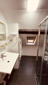 a bathroom with a sink and a shower at Jeff Hotel in Paris