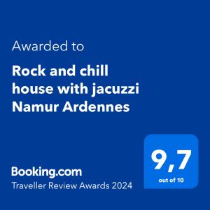 תעודה, פרס, שלט או מסמך אחר המוצג ב-Rock and chill house with jacuzzi Namur Ardennes