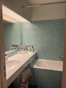 a bathroom with a sink and a bath tub at LE TOP in Cannes