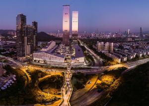 Una vista general de Shenzhen o una vista desde la ciudad tomada desde el aparthotel