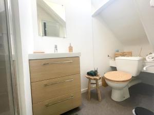 uma casa de banho com um WC e um lavatório em Le 12 Bis - COSY em Cherbourg en Cotentin
