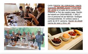 un collage de fotos con gente de pie alrededor de una mesa con comida en Casa Miguel & Sally, en Villanueva de las Manzanas