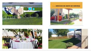 a collage of four pictures with a table in a yard at Casa Miguel & Sally in Villanueva de las Manzanas