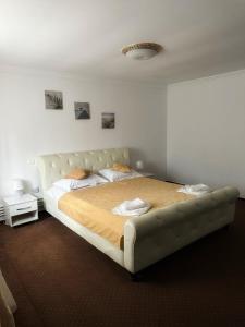 ein Schlafzimmer mit einem großen Bett in einem Zimmer in der Unterkunft Motel Potcoava de Aur in Alexandria