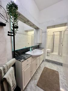 a bathroom with a sink and a mirror at Case Vacanze Maestrale in Fetovaia