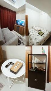 a collage of four pictures of a room at Apartement Vida View, 2BR comfy place by Als in Pampang