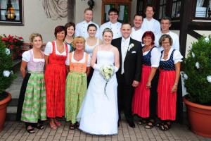 a group of people posing for a picture at Gasthof Hotel Engel in Simonswald