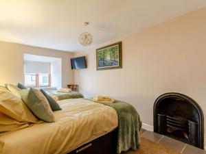 a bedroom with a bed with a fireplace at 4 Bed in Brixham 82519 in Brixham