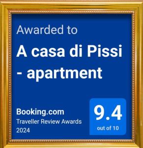 a framed sign for a casa dhiss appointment at A casa di Pissi - apartment in Ravello
