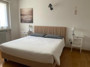 1 dormitorio con 1 cama grande y 2 almohadas en Bed and Breakfast AnnA, en Isera