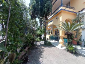 een binnenplaats van een huis met planten en bomen bij Hotel Boutique los Remansos in Palmira