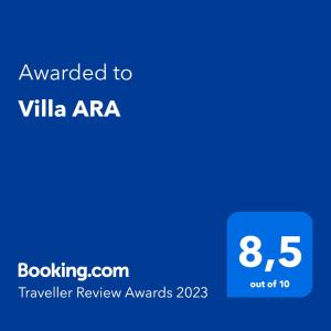 Certifikát, ocenenie alebo iný dokument vystavený v ubytovaní Villa ARA rossa