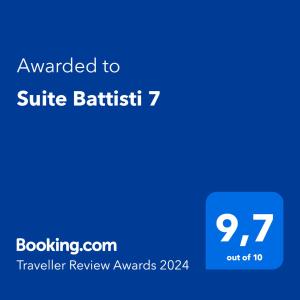 ein blauer Bildschirm mit dem Text, der an Suite Britisch verliehen wurde in der Unterkunft Suite Battisti 7 in Lecce