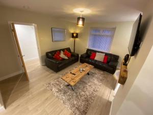 拉格斯的住宿－Wellbank View - Brand New，带沙发和咖啡桌的客厅